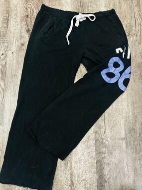 PINK Victoria's Secret VINTAGE Black 'LOVE PINK 86' Wide-Leg Track Pants